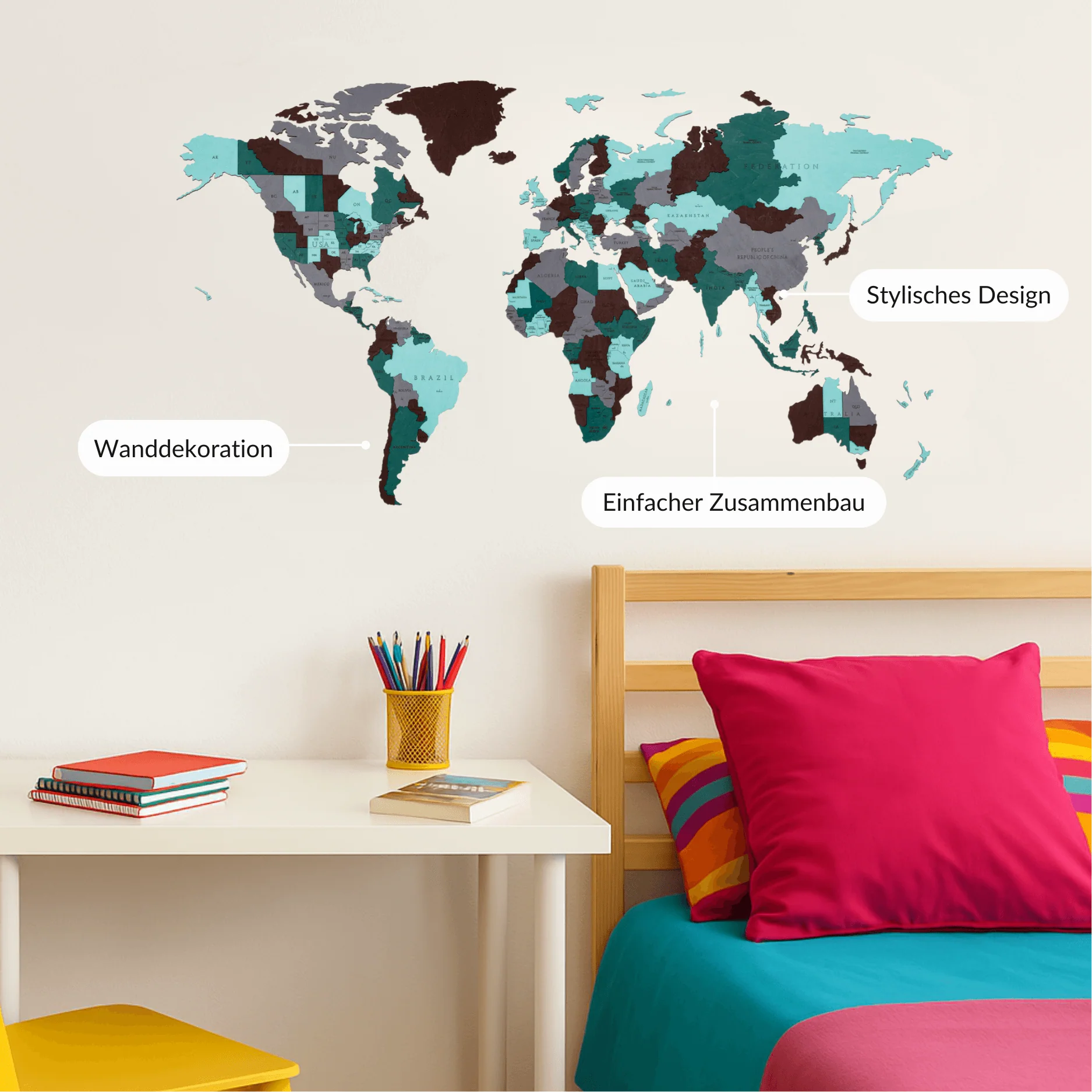 Mehrfarbige Holz Weltkarten - Image 12