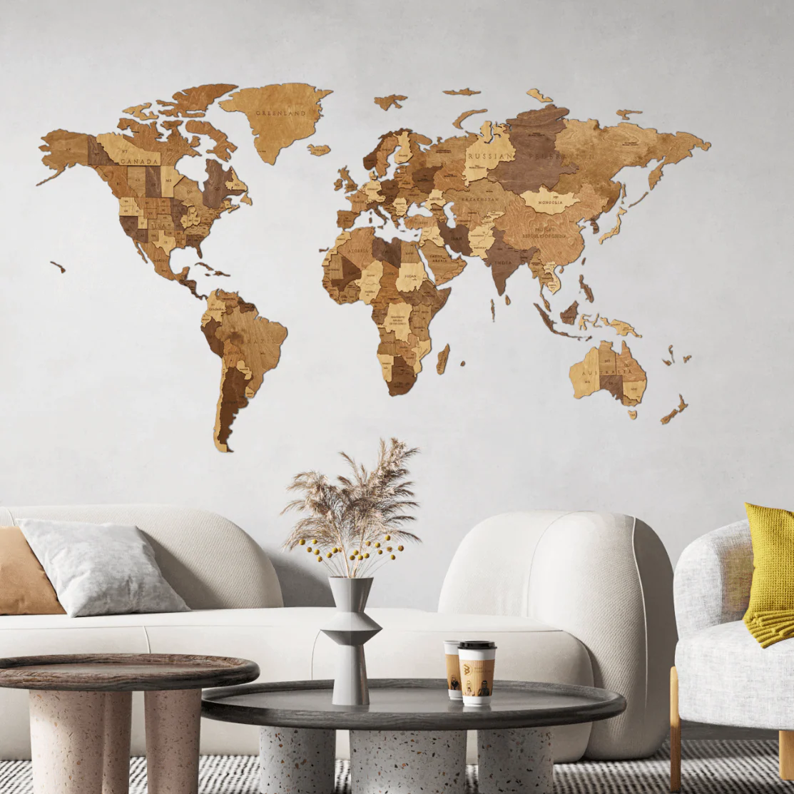 Mehrfarbige Holz Weltkarten - Image 14