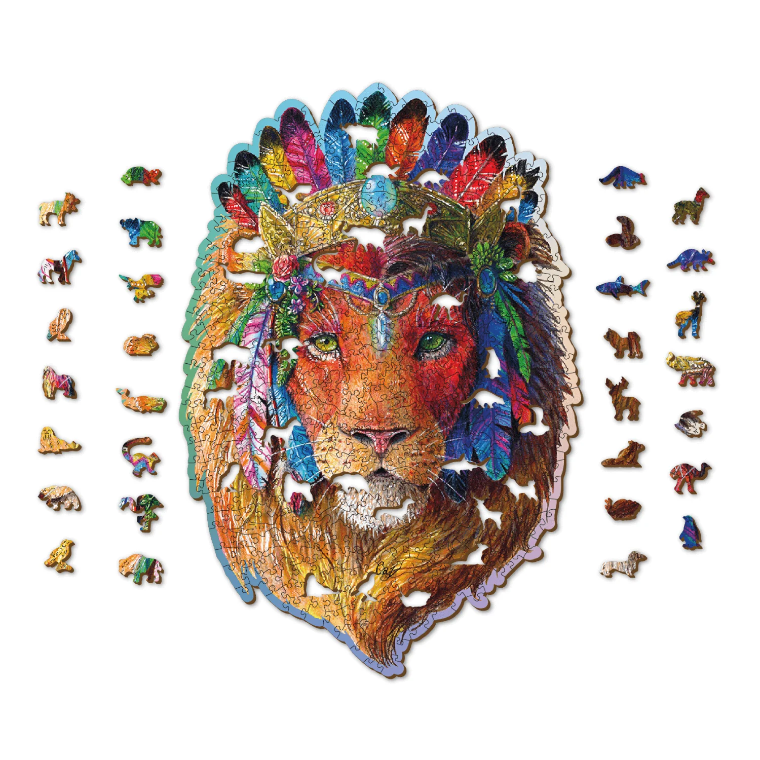 Mystischer Löwe Puzzle | Holz Puzzle - Image 4